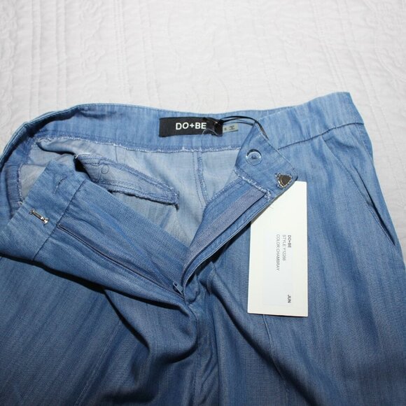 DO+BE Womens High Waisted Wide Leg Chambray Blue Lightweight Trouser Pant Size S - Picture 5 of 9